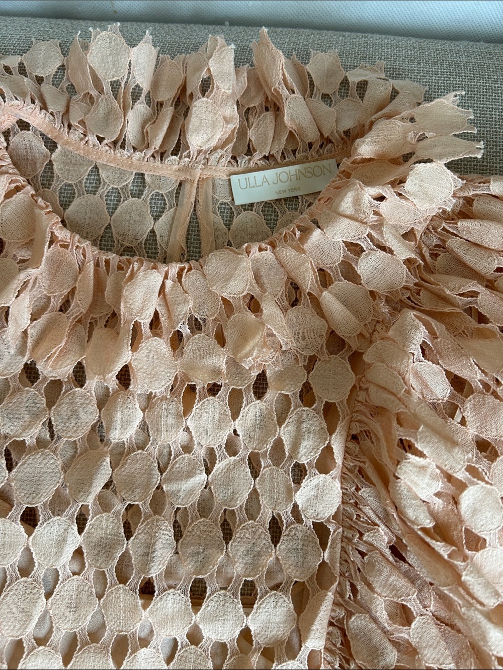 Ulla Johnson Daevy Lace Top Sz6 Blush Pink Sleeveless Ruffle Top - Picture 5 of 8